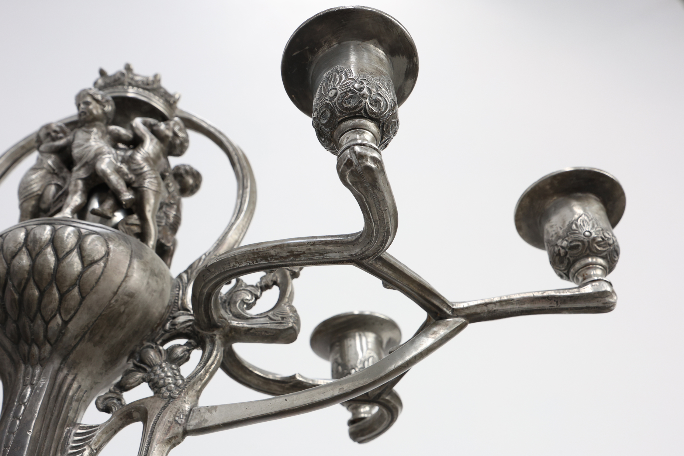 Art Nouveau tin candle holder by Achille Gamba, Italy ca. 1900thumbnail